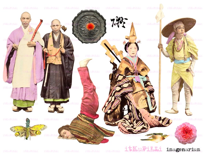 Vintage Japanese - Geisha - 4 X Digital Collage Sheet Bundle - Jpg and ...
