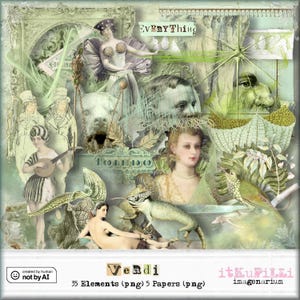 Verdi - afzonderlijke bestanden voor scrapbooking, Art Journaling, digitale kunst - afdrukbaar, direct downloaden