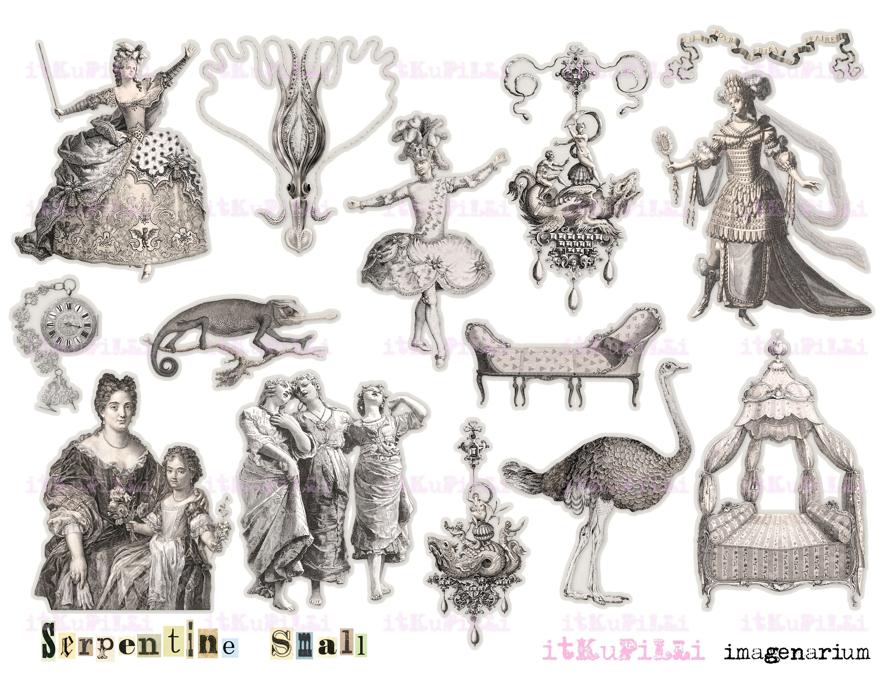 Serpentine Small Fussy Cut 2 X Digital Collage Sheet Rococo, Baroque Jpg  and Png Printable, Instant Download -  Hong Kong