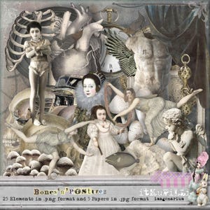 Knochen N Körperhaltungen - Individuelle Dateien für Scrapbooking, Art Journaling, Digital Art - Printable, sofortiger Download