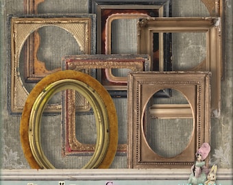 Shabby Victorian Copper Frames - 8 large individual .png files - Journaling and Scrapbooking Kit  - Printable, Instant download