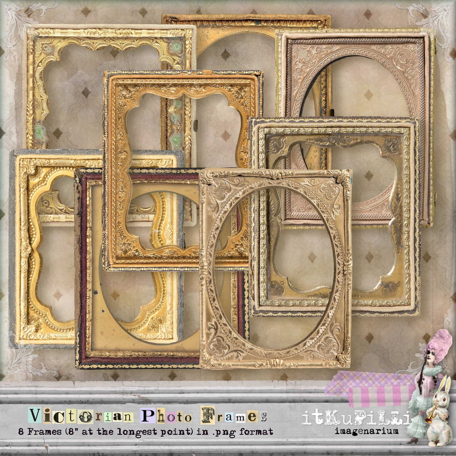 Victorian Photo Frames 8 Large Individual .png Files Digital Collage