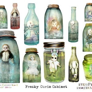 Freaky Curio Cabinet - Halloween - Digital Collage Sheet - Jpg and Png ...