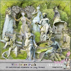 Woodlands Park -20 einzelne große PNG-Dateien - Printable, sofortiger Download