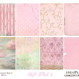 Soft Pink Bundle 4 x Digital Collage Sheet jpg and png Printable, instant download image 5