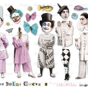Paper Dolls Circus - Bundle 3 X Digital Collage Sheet - Jpg and Png ...