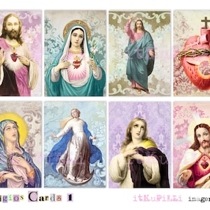 Religiöse Karten 1 - ATC Karte - Geschenkanhänger - Digital Collage Sheet - jpg und png - zum sofortigen Download