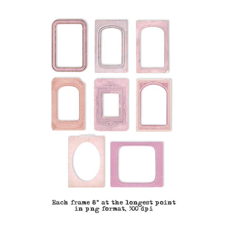 Shabby Pink Paper Frames - Individual .png Files - Digital Collage Art ...