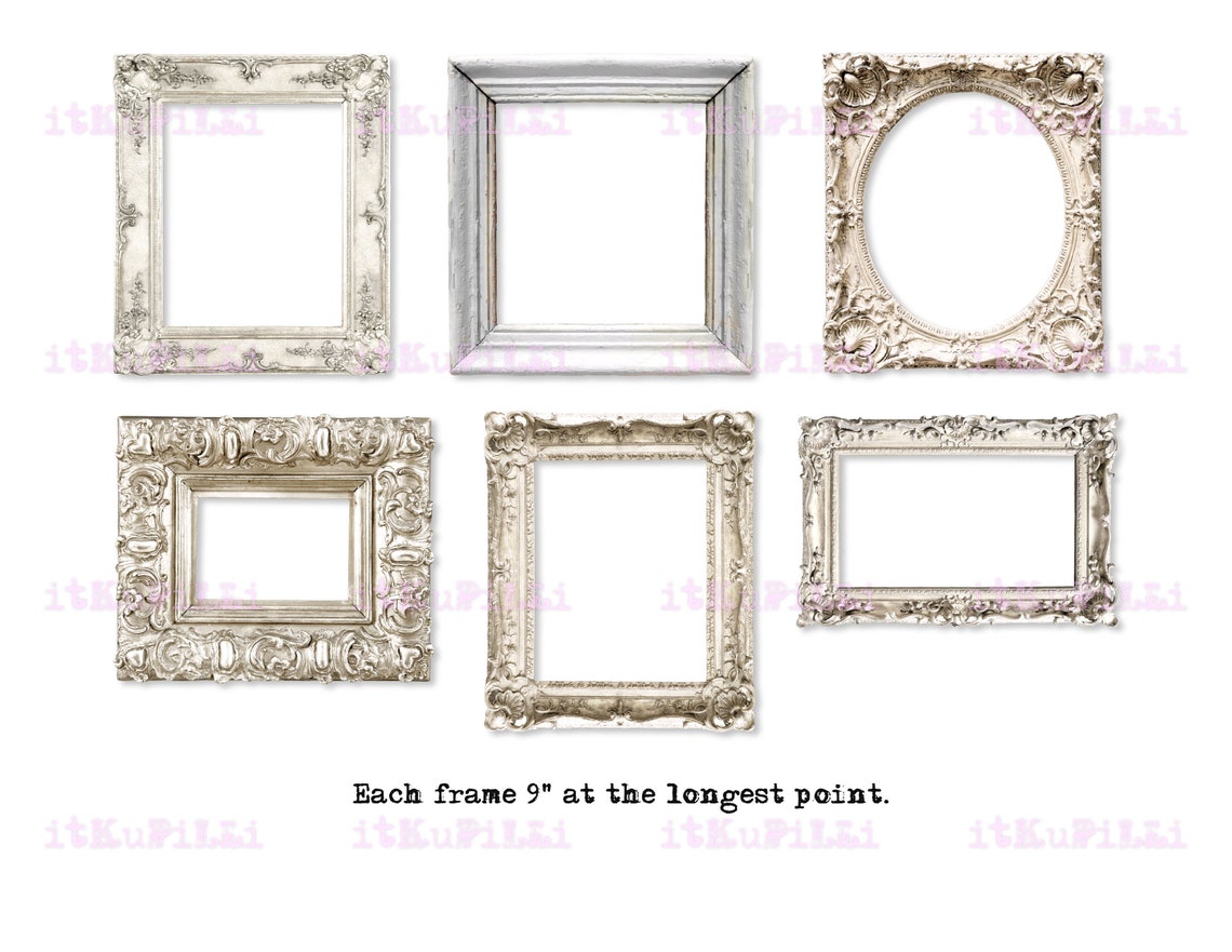 Antique White Frames Individual Files Digital Collage Art Etsy