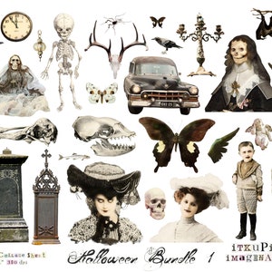 Halloween Bundle - 3 X Digital Collage Sheet - Jpg and Png - Printable ...