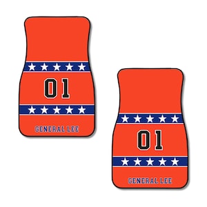 Dukes of Hazzard General Lee Retro TV Design Pair of Front Floor Car Mats