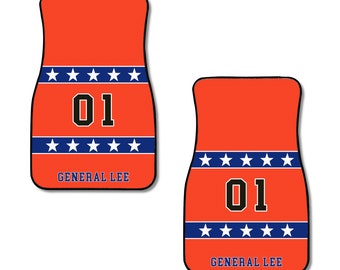 Dukes of Hazzard General Lee Retro TV Design Pair of Front Floor Car Mats