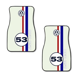 Herbie The Love Bug VW Beetle Design Pair of Front Floor Car Mats - Not Car Make or Model Specific
