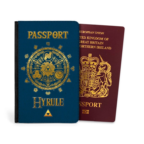 Legend of Zelda Inspired Hyrule Printed Faux Leather Passport Cover Protector