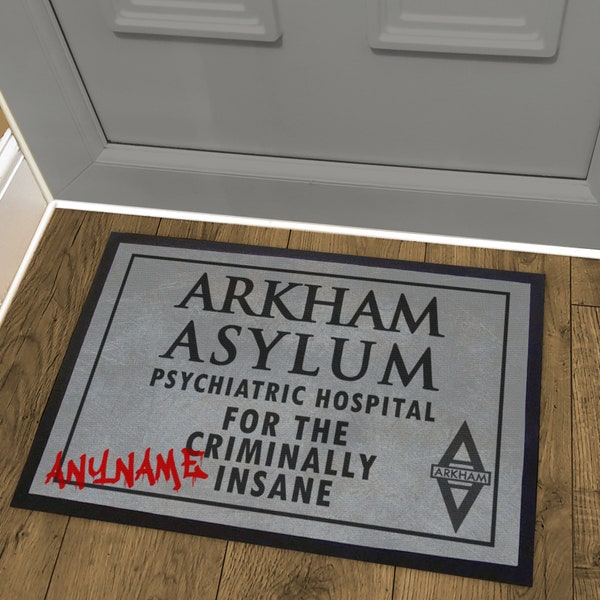 Arkham Asylum Psychiatric Hospital Personalised Doormat Inspired by Batman DC Gotham