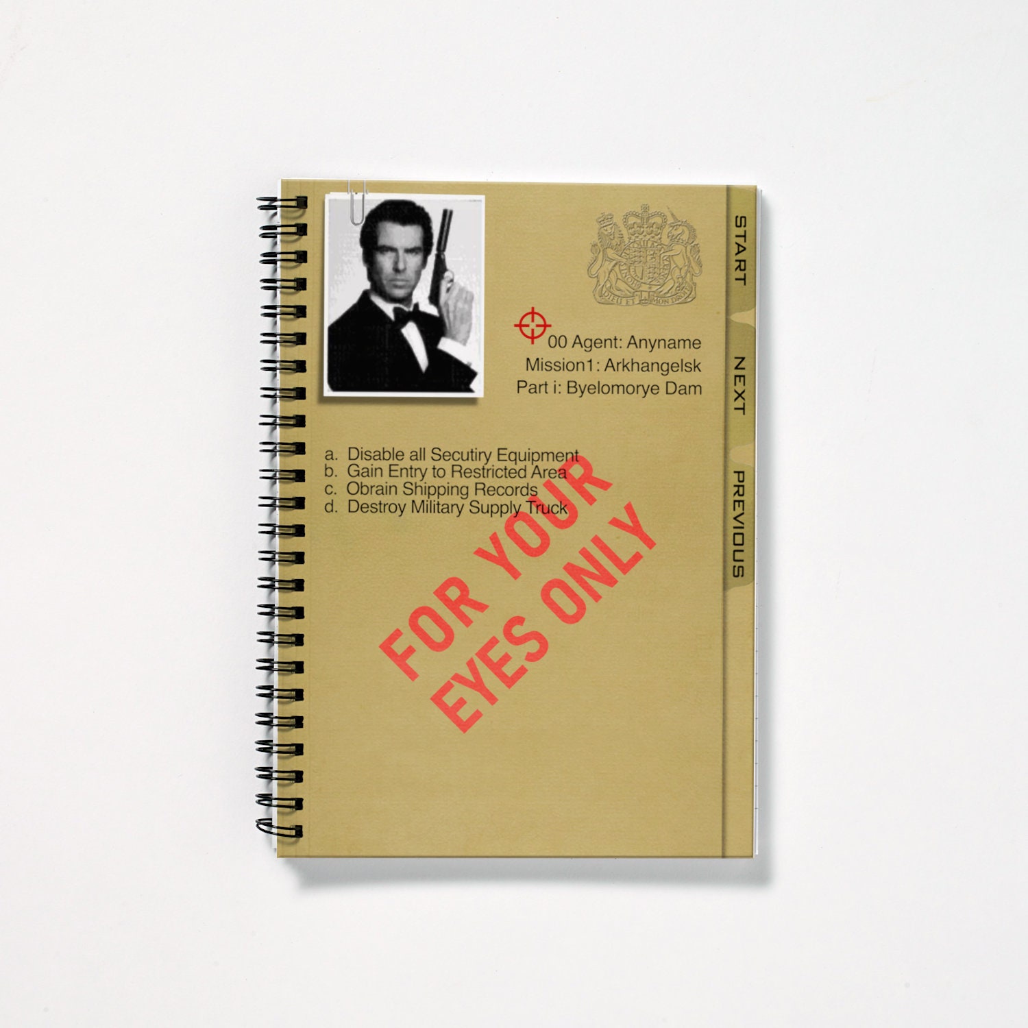N64 Goldeneye 007 Mission Folder Design Personalised Spiral