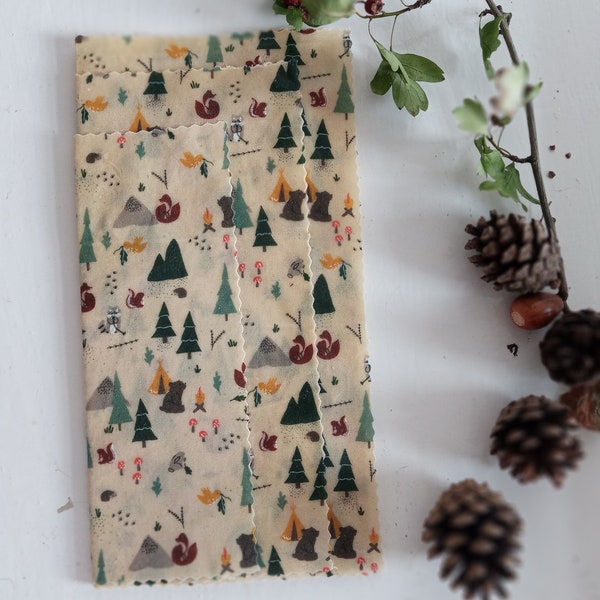 Vegan Organic Cotton Wax Wraps - Woodland Wonderland