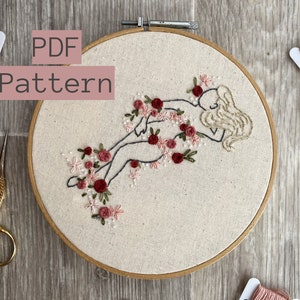 Groovy Embroidery Pattern PDF Plant Retro Modern Girl Embroidery Design  Pattern, Beginner Embroidery Hoop Art Guide, PDF Digital Download 