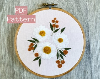 Embroidery PDF Pattern, Honey Flowers, Hand Embroidery, Floral Design, Flower Embroidery Pattern, Wall Hanging, Home Decor, DIY Gift