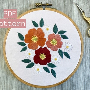 Mod Flower Hand Embroidery Pattern: Groovy Floral Design (PDF Pattern)