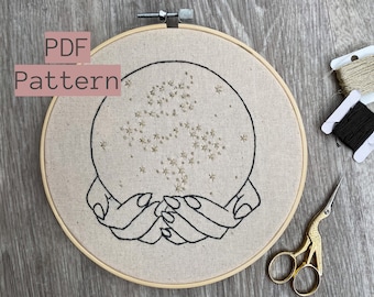 Crystal Ball Halloween Embroidery Pattern: Beginner Witchcraft Design (PDF Pattern)