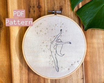 Embroidery PDF Pattern Astral Goddess, Beginner Hand Embroidery Pattern, Digital Pattern, Embroidery Hoop, Star Embroidery Design