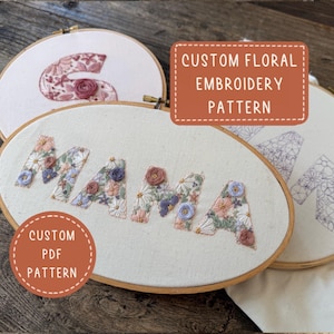 Custom Flower Letter Embroidery Pattern (PDF Pattern)