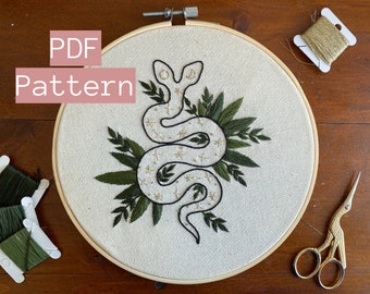 Two Headed Snake Halloween Embroidery Pattern (PDF Pattern)