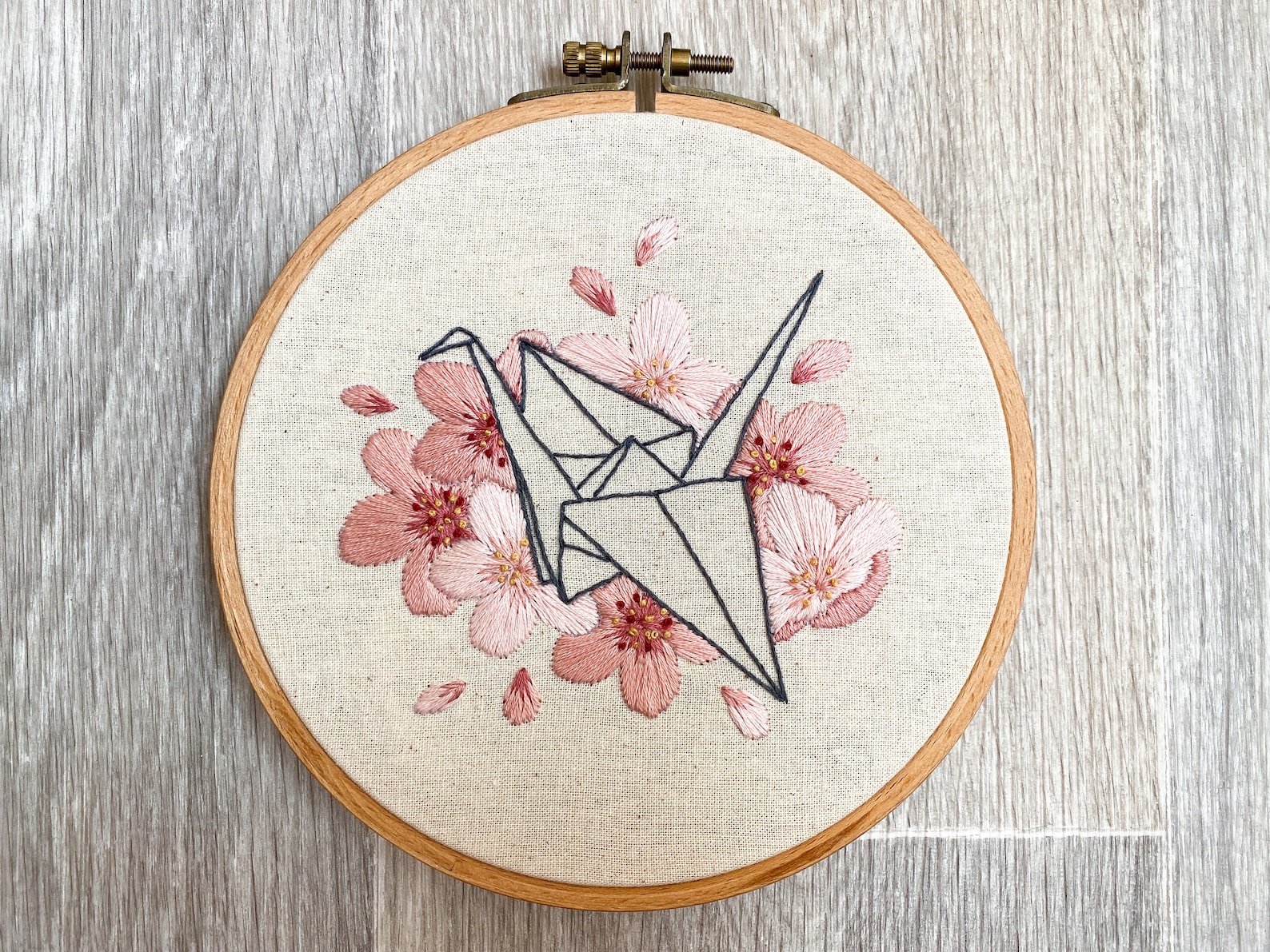 Embroidery PDF Pattern Paper Crane Embroidery Cherry Blossom Etsy