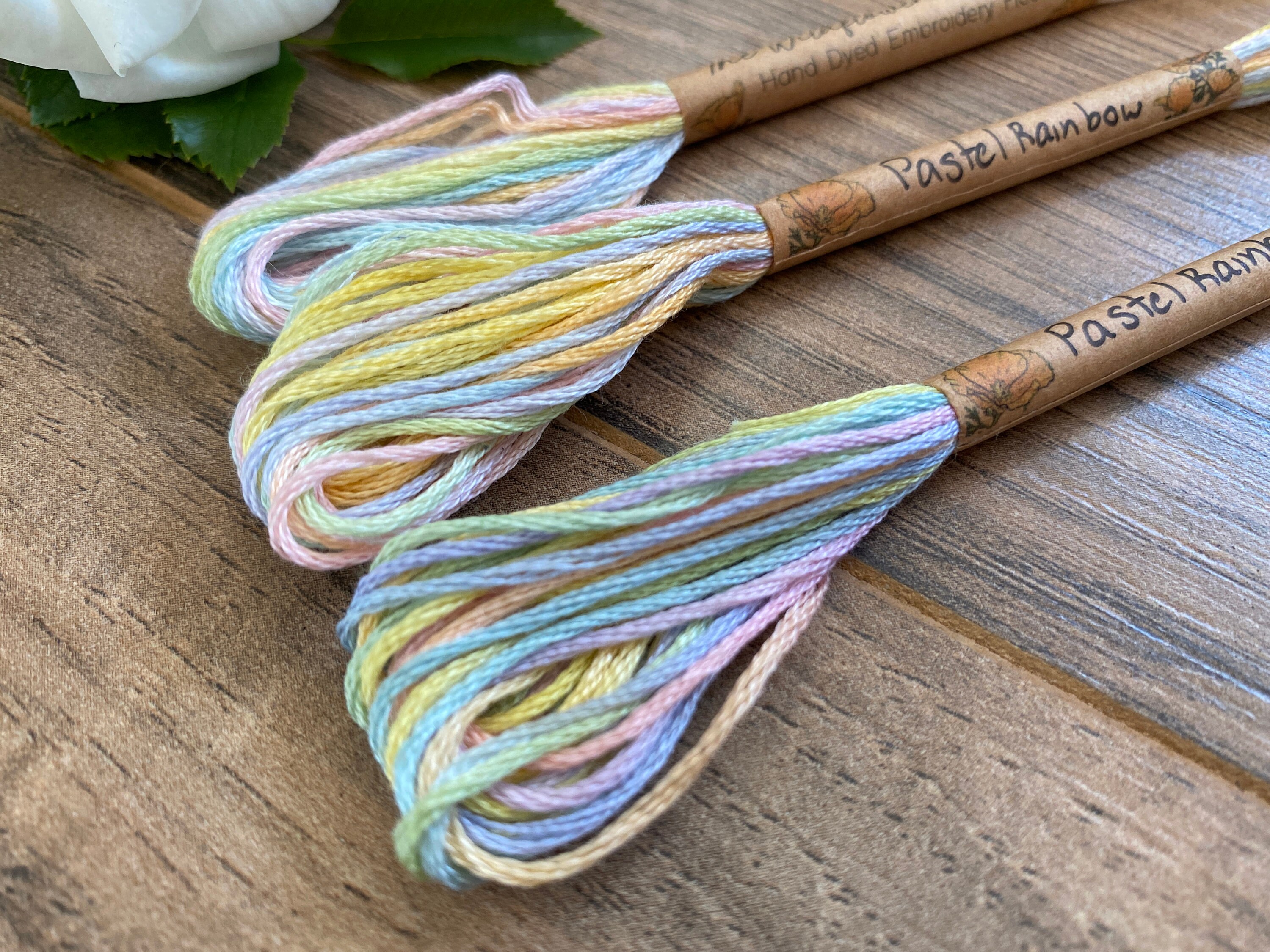Variegated Embroidery Floss Pastel Rainbow Floss Hand Dyed Etsy