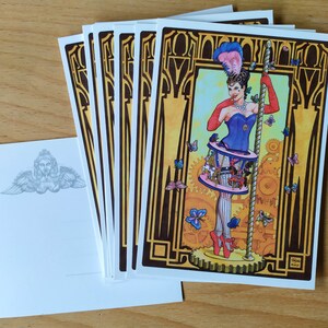 Kunst Postkarte "Die Spieluhr" - Steampunk Burlesque