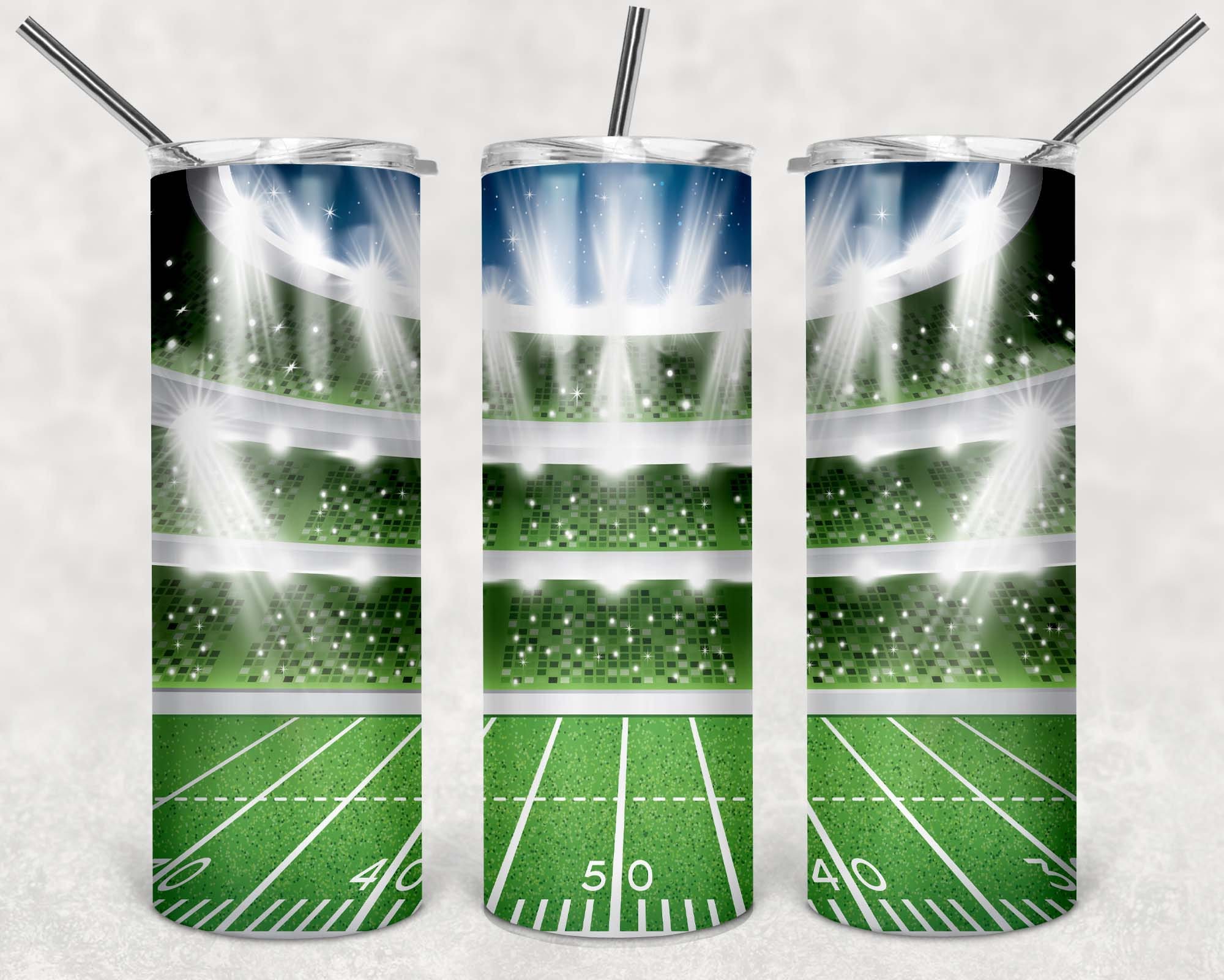 Football Field 20oz Straight Tumbler Design Template for Etsy