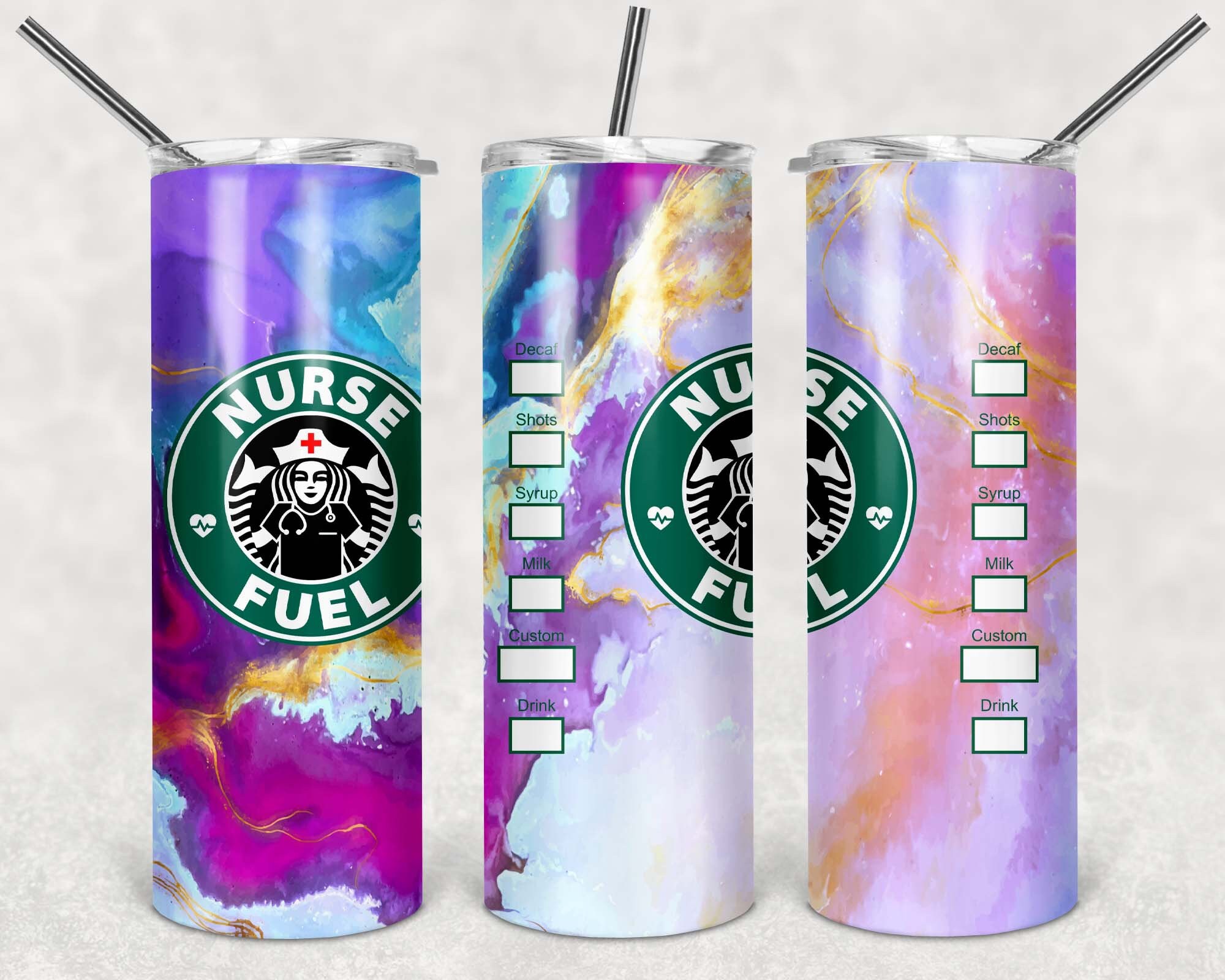 Nurse Fuel - 20oz Straight Tumbler Design Template for Sublimation - …