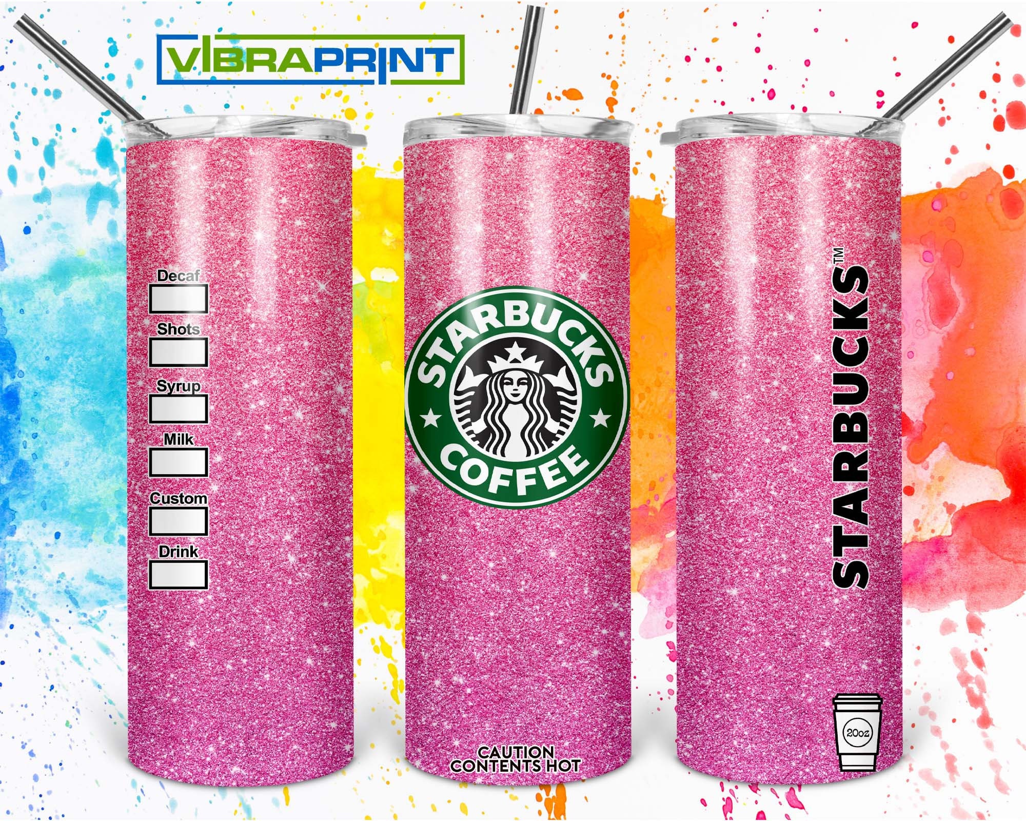 Starbucks Pink Glitter 20oz Straight Tumbler Design Template Etsy