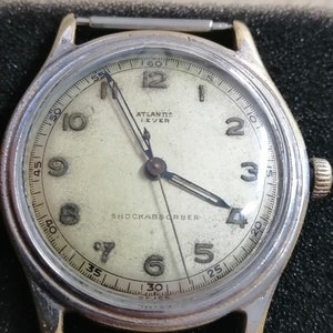 ATLANTIC LEVER Shockabsorber 16j military vintage men&#39;s wristwatch! WW2 ultra rare watch!