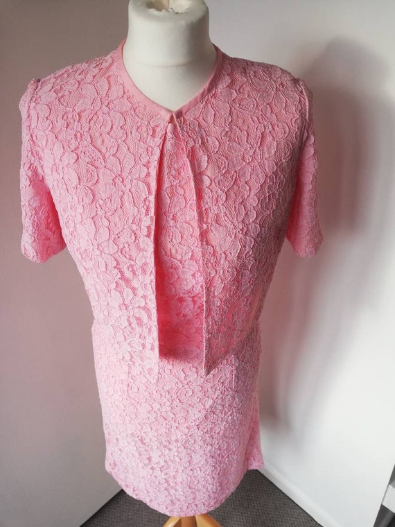 pink lace dress and jacket