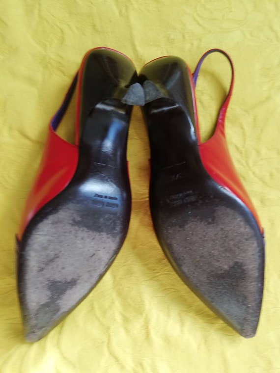 90s Miu Miu two tone sling back kitten heels. - image 3