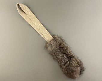 Dog Toy with Rabbit Fur and Natural Hemp Handle