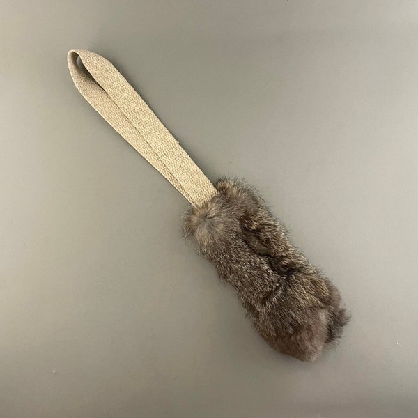 Dog Toy with Rabbit Fur and Natural Hemp Handle