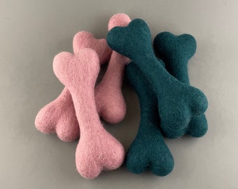 Handmade Natural Wool Bone toy for Dog, soft indoor toy, ONE PIECE - choose color