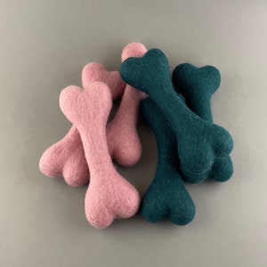 Handmade Natural Wool Bone toy for Dog, soft indoor toy, ONE PIECE - choose color