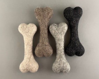 Felted Wool Bone dog toy, great indoor toy, ONE PIECE - choose color