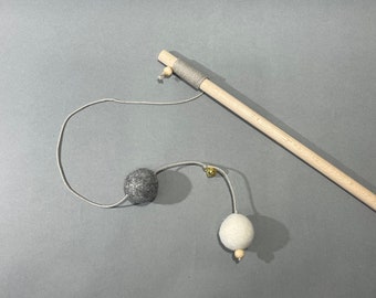 Cat teaser toy with wool balls and bell