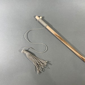Hemp twine natural cat teaser wand toy with bell