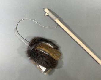 Rabbit fur cat teaser toy