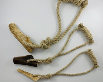 Deer Antler Dog Toy with Hemp Rope, Natural  and Fun Dog Toy