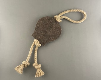 Natural wool felt and hemp dog tug toy