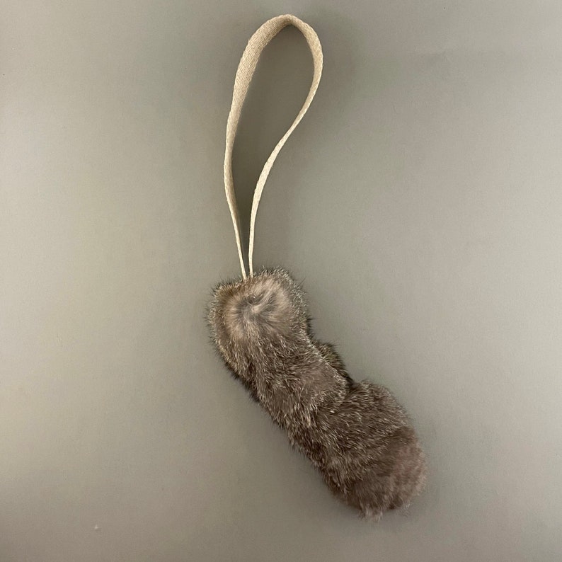 Dog Toy with Rabbit Fur and Natural Hemp Handle image 2