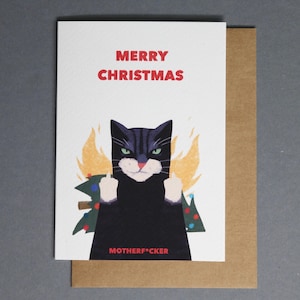 Wenskaart met kat - Sassy Christmas Rebel, Funny catmas postkaart