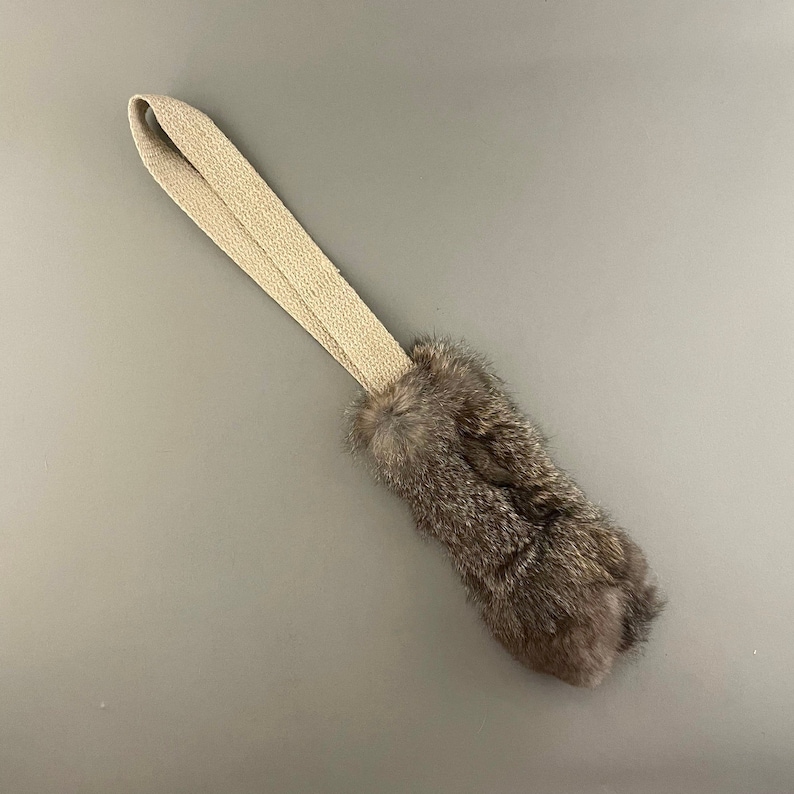 Dog Toy with Rabbit Fur and Natural Hemp Handle image 1